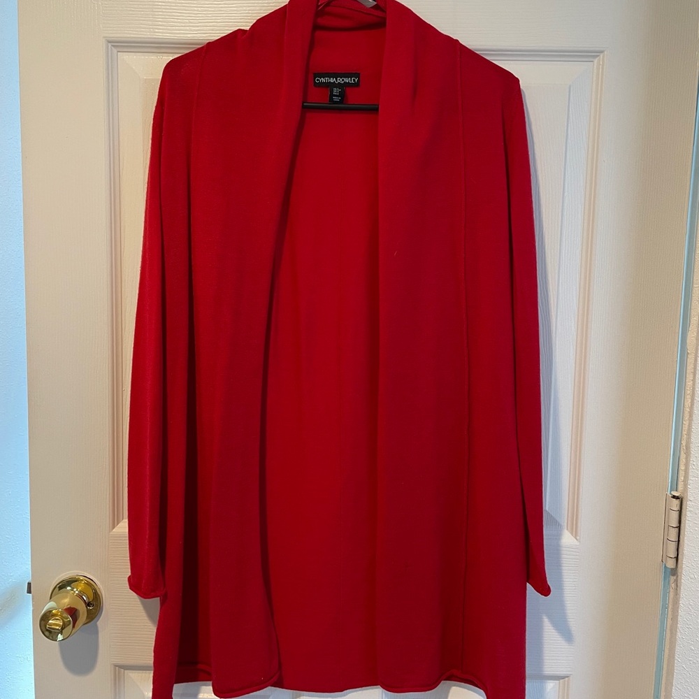 Red cardigan